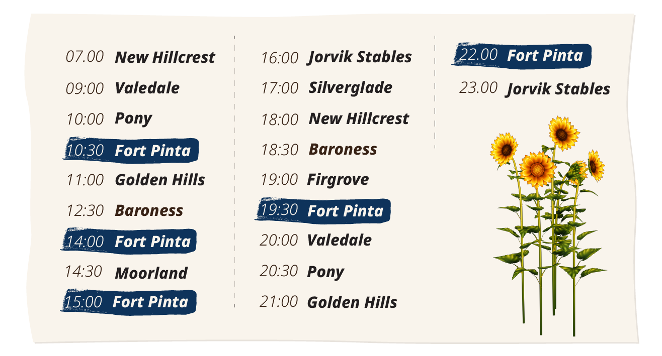 champ schedule fort pinta monday