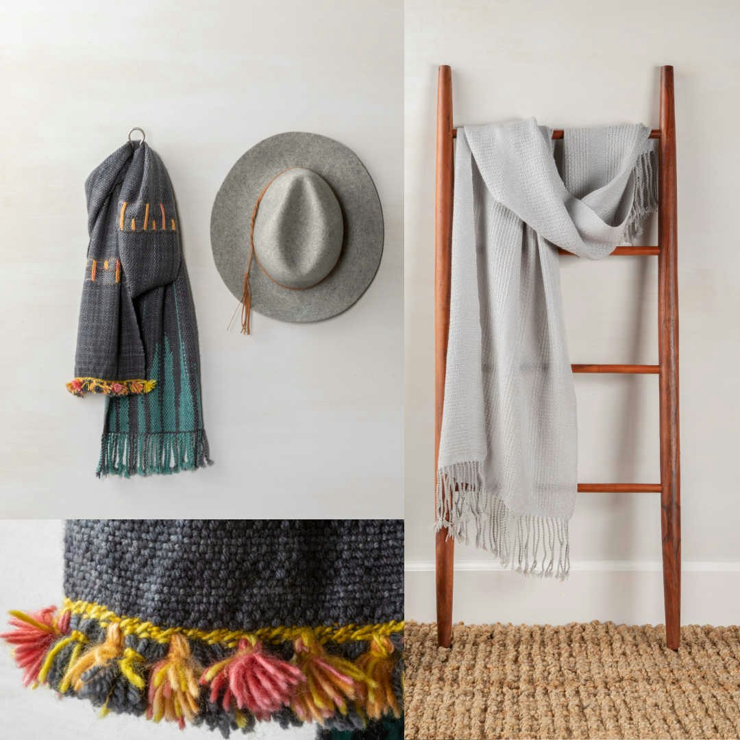 Anne Merrow Tree Scarf and Tammy Bast Silver Linings Shawl