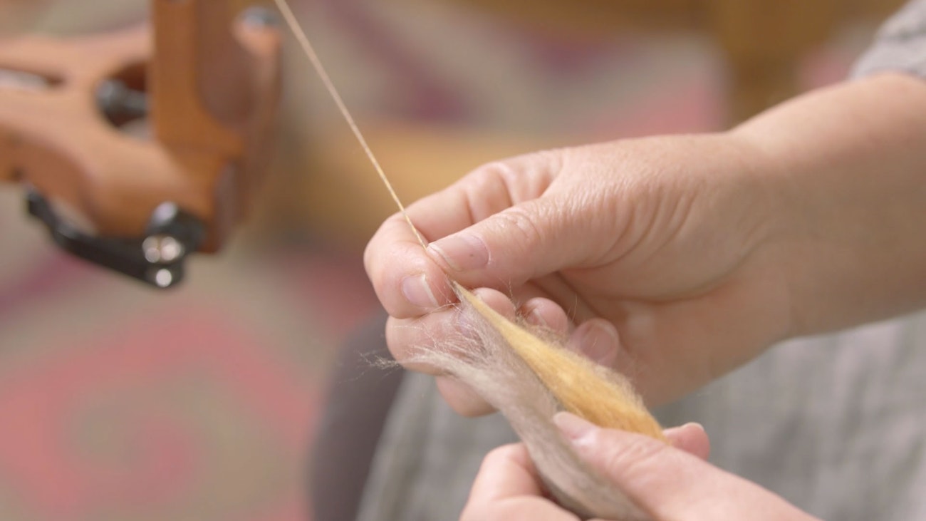 Judith Demonstrating Marling Across the Top of Two Silks