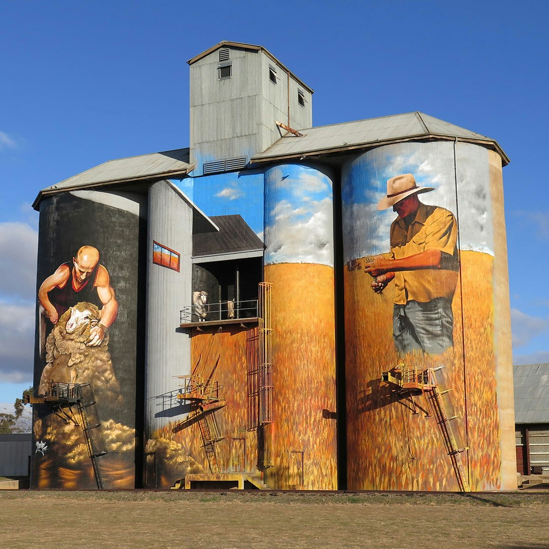 Silo-art-Merino,-Weethalle,-NSW
