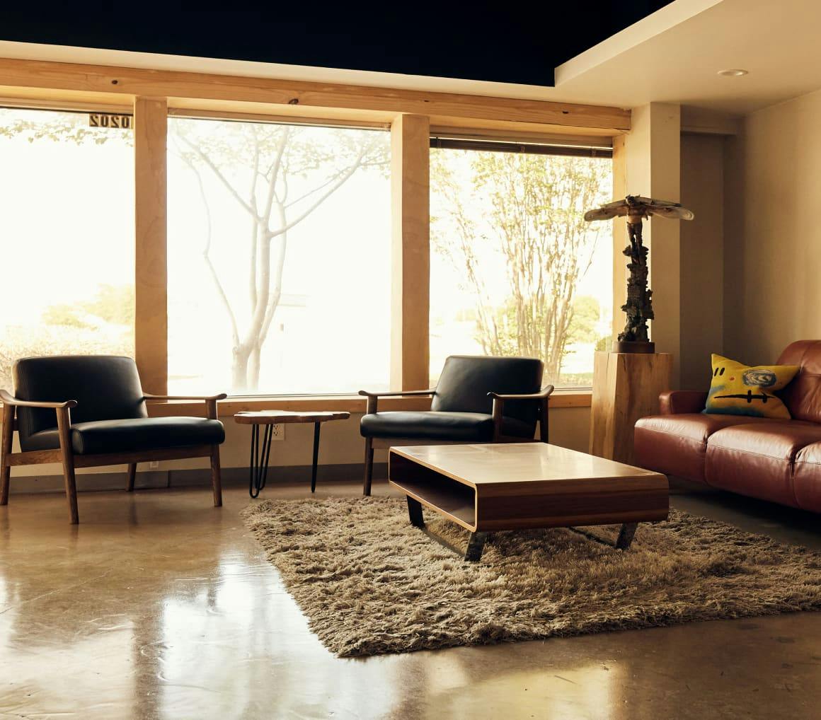 The waiting area in the law firm