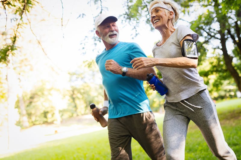 A man and woman exercising