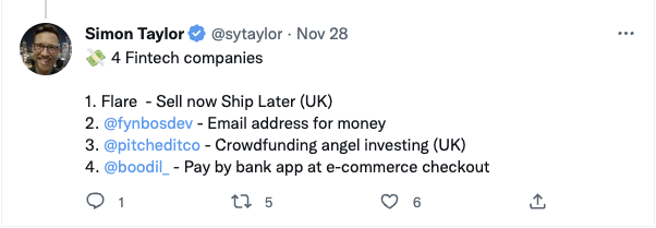 Tweet by Simon Taylor