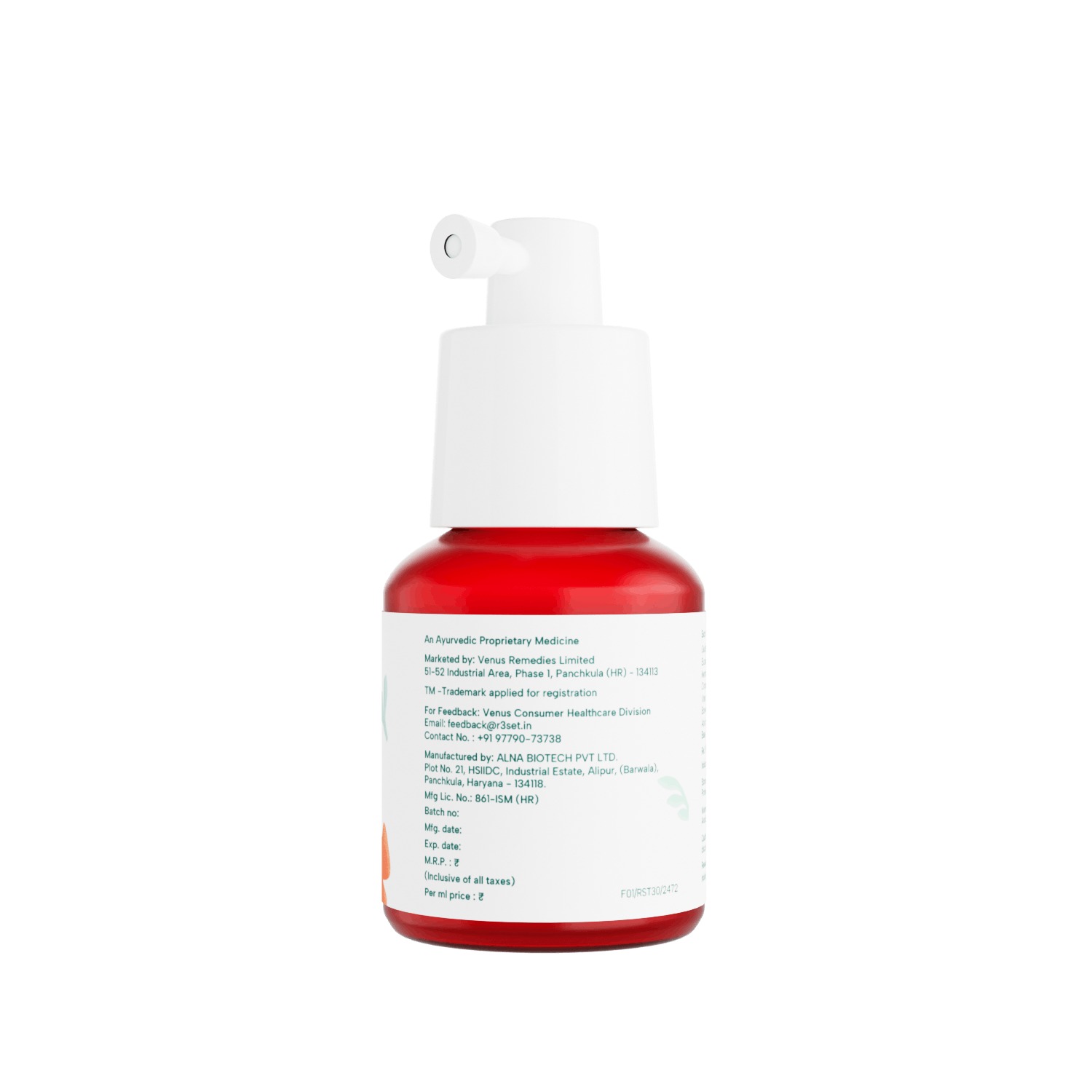 3D render of the reset pain relief spray - back