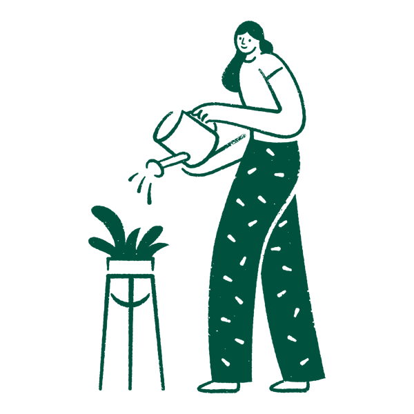 Woman watering plant 2 vector