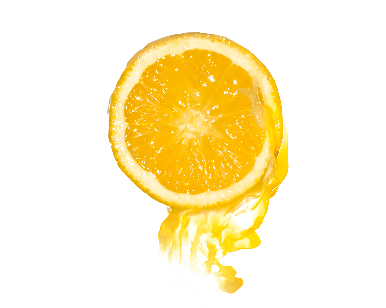 Orange slice with juice splash