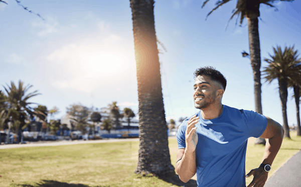 Happy man running