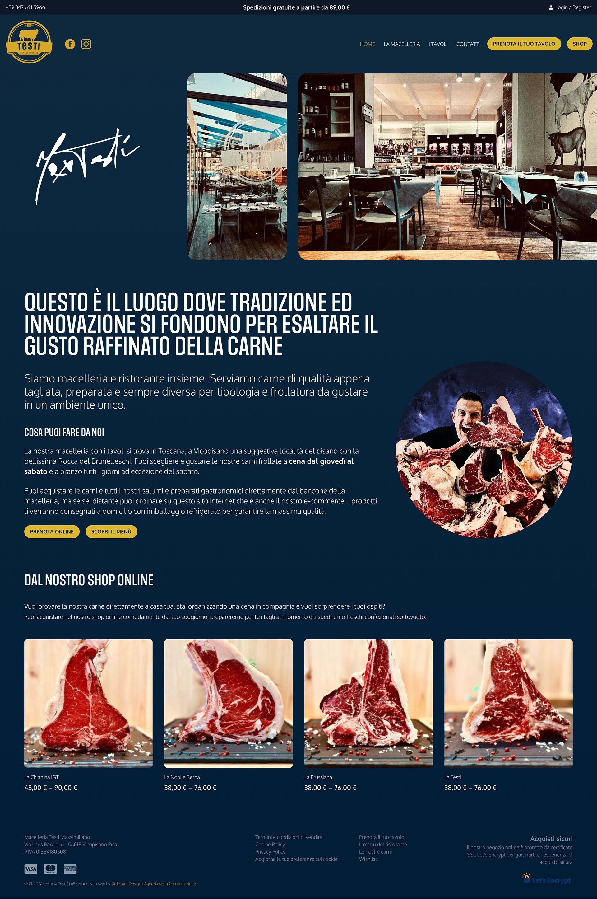 Sito web macelleria Testi1961.it - Homepage Sito web macelleria Testi1961.it home page