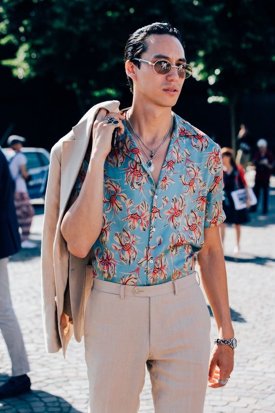 floral dress shirt with suit 20 Floral Shirt Outfits For Men