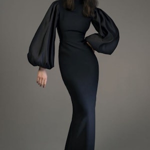Trend alert — long black dress with long sleeves