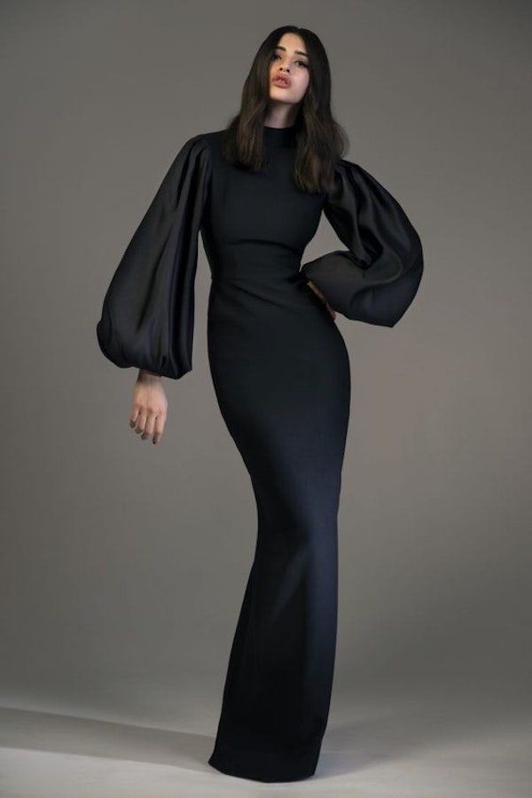 Trend alert — long black dress with long sleeves