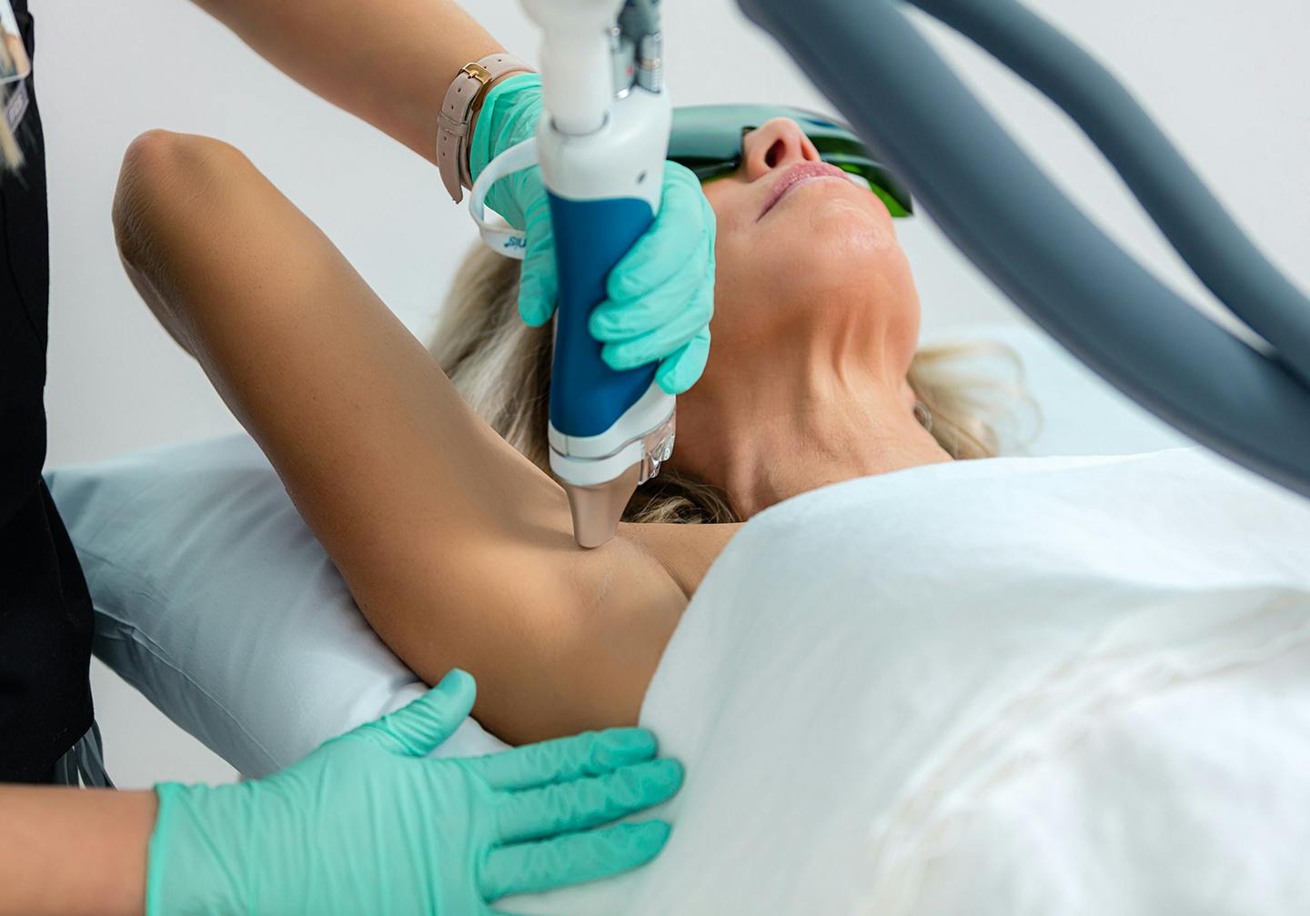 Woman receiving laser treatment