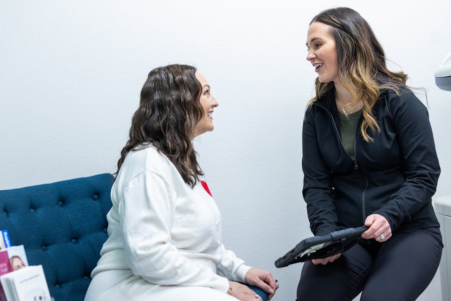 Woman and patient speaking
