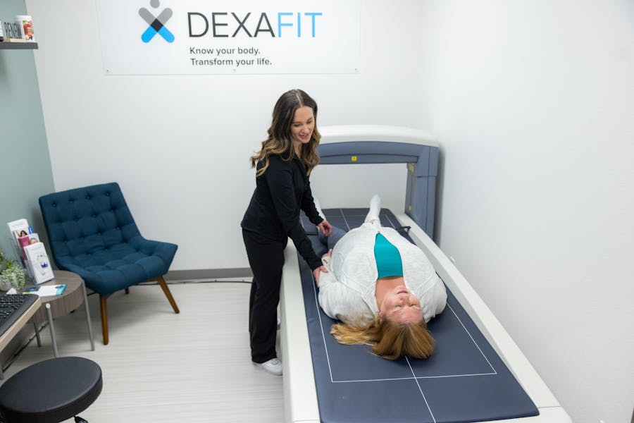 Women receiving a DEXA scan