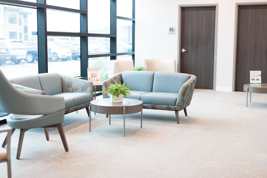 Patient waiting area at wellness clinic