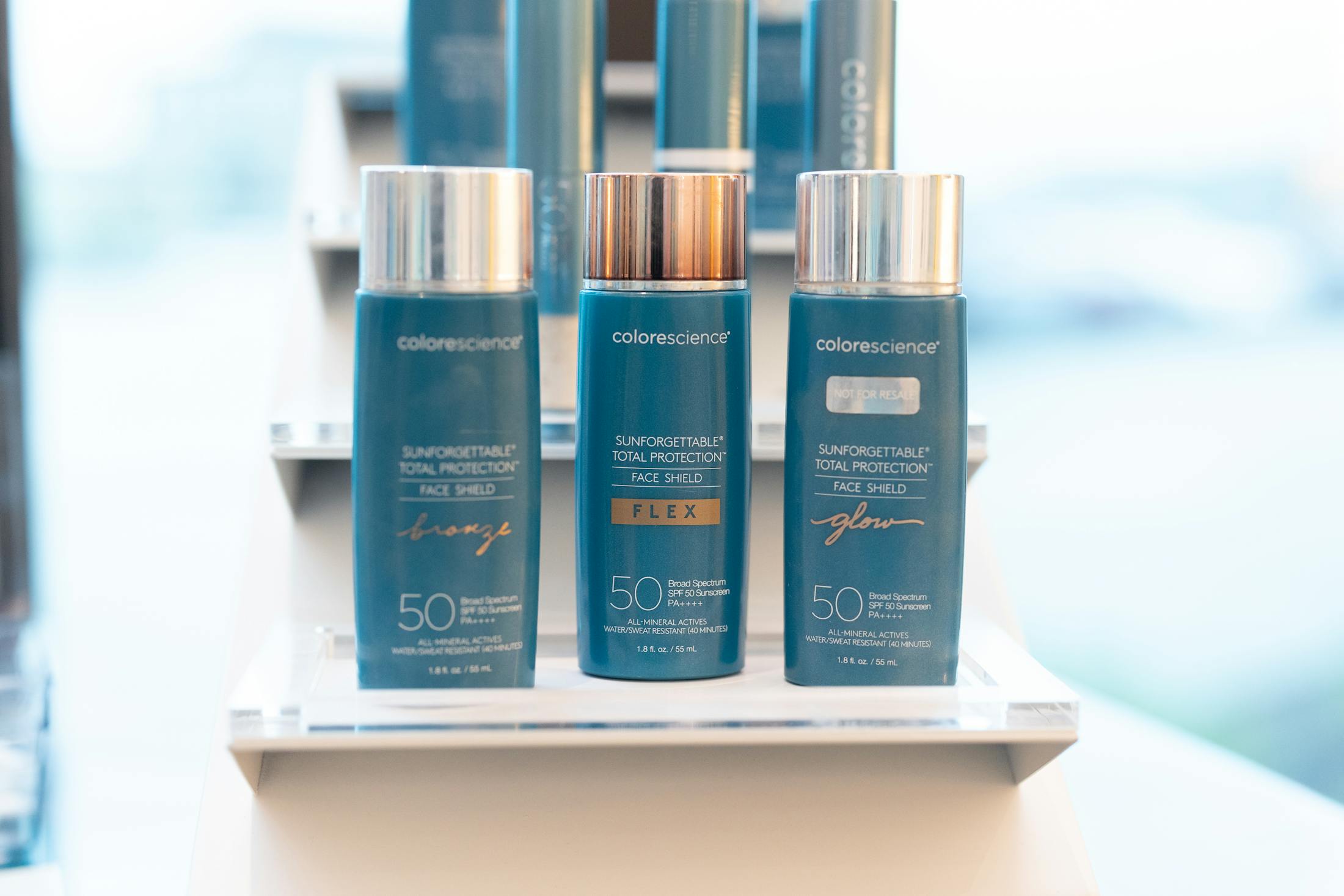 A display of ColoreScience sunprotection products