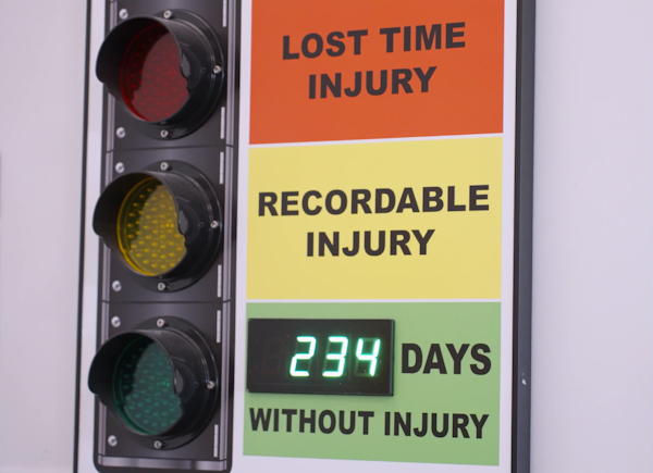 red, yellow, and green injury report counter