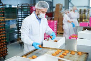 Person working in a bakery manufacturing facility