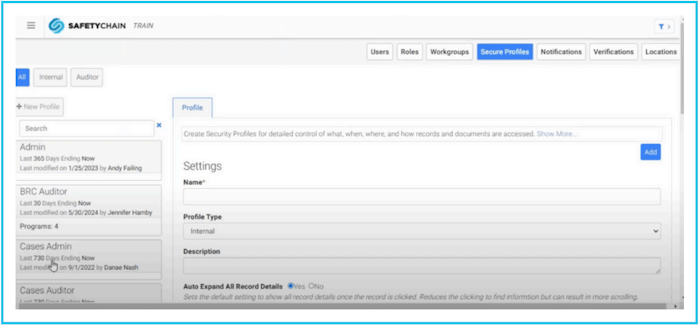 Step 4: Set Up Secure Auditor Profile Screen