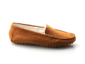 mocassino lepori collezione donna foderato shearling colore cognac scarpa singola