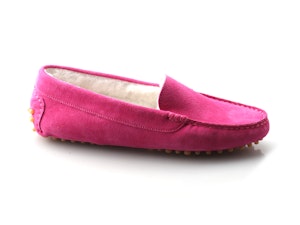 mocassinoPaolo Lepori collezione donna foderato in shearling colore fucsia scarpa singola