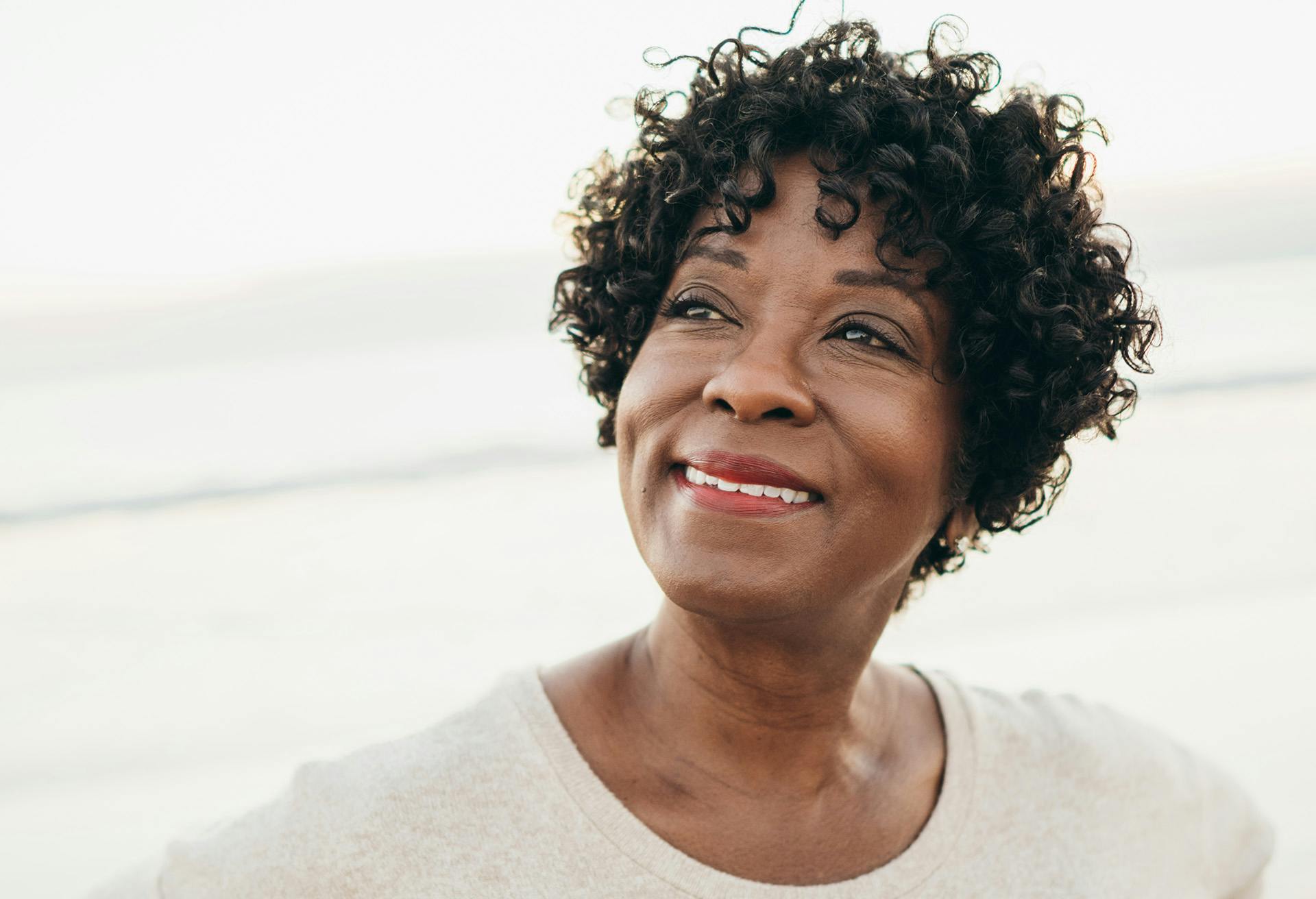 Woman with curly hair