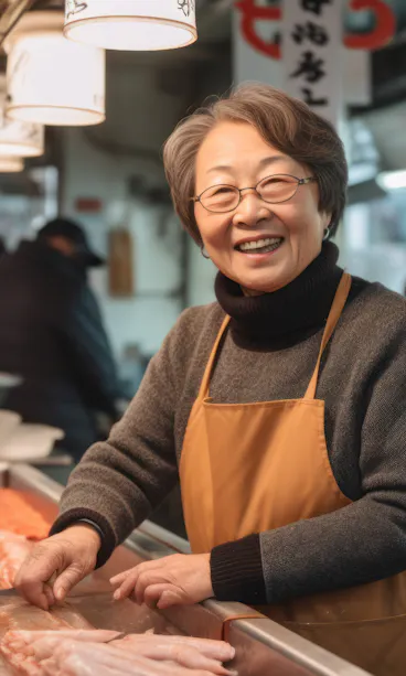 Old Woman at Fish Market Old Woman at Fish Market