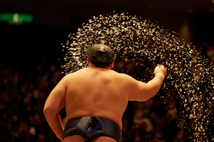 Sumo Wrestler Throwing Salt