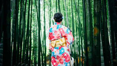 Kimono and Bamboo Forest