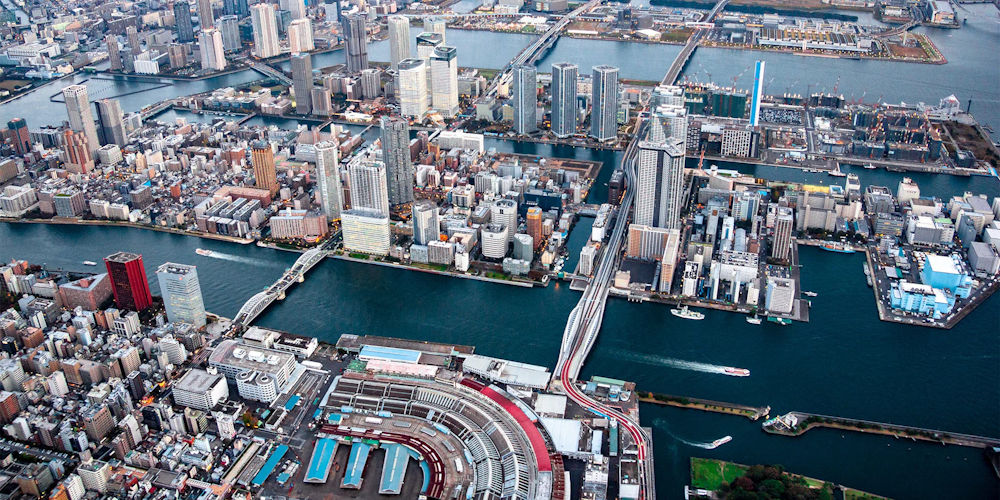 Kachidoki Bridge Aerial View