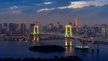 Rainbow Bridge Night Aerial View