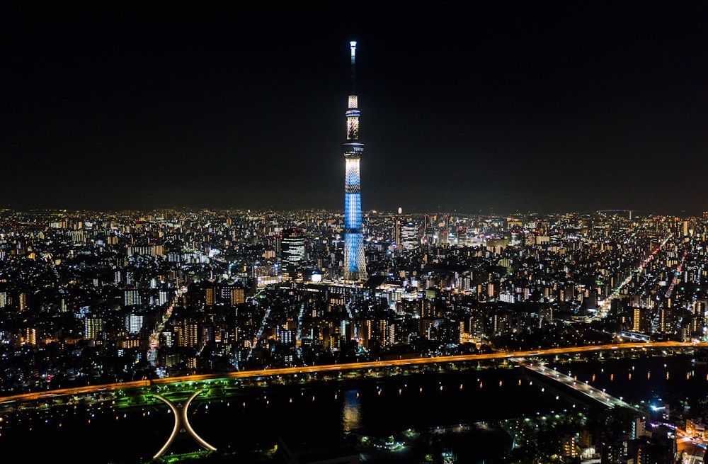 Tokyo Skytree Night Aerial View