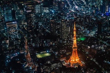 Tokyo Tower Night Aerial View