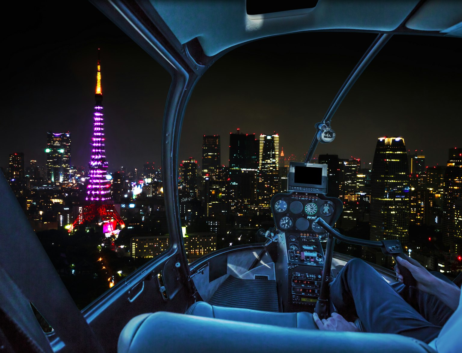 Tokyo Tower Night Aerial View