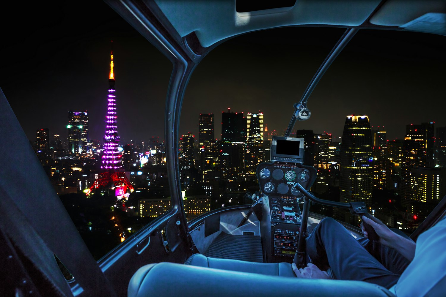 Tokyo Tower Night Aerial View