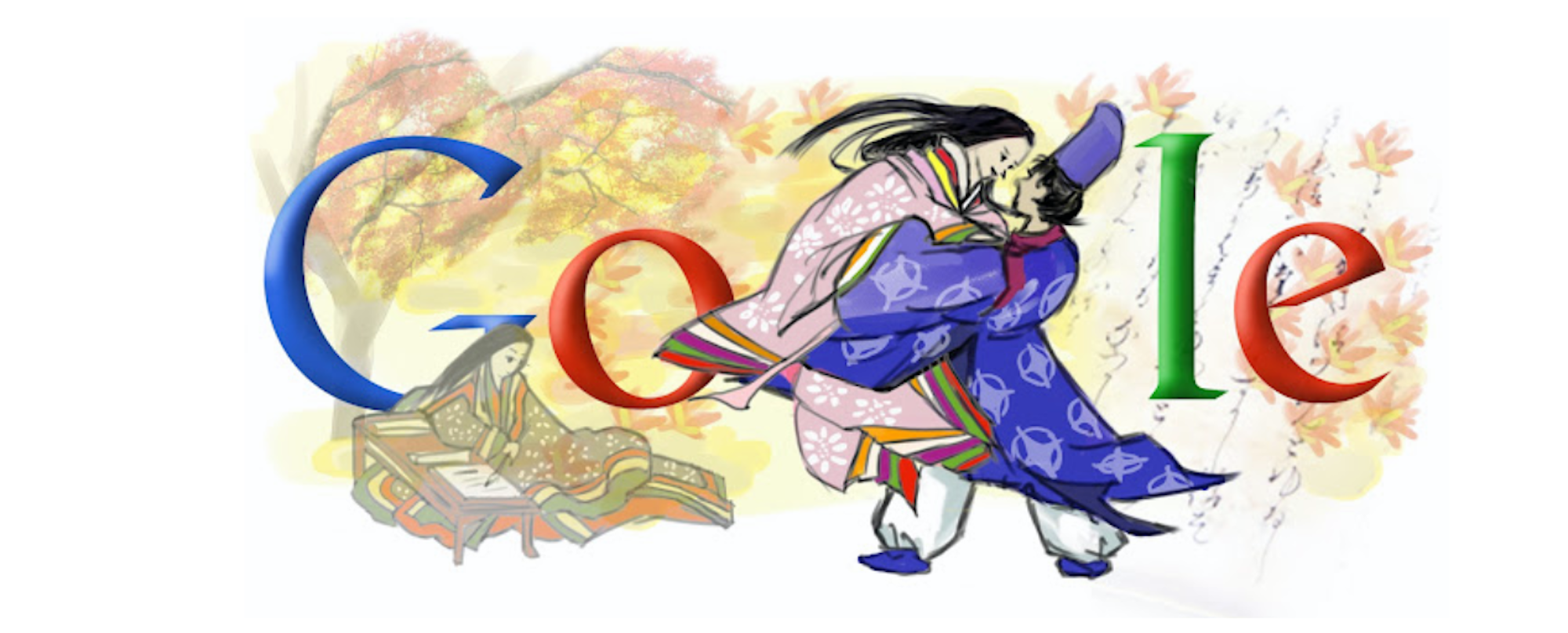 A captivating Doodle by Google about the novel The Tale of Genji