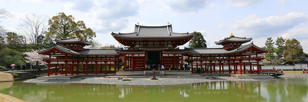 A fornt view of the famous Uji Shrine in Kyoto