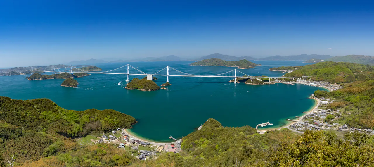 Kurushima Bridges in Seto Inland Sea, Japan