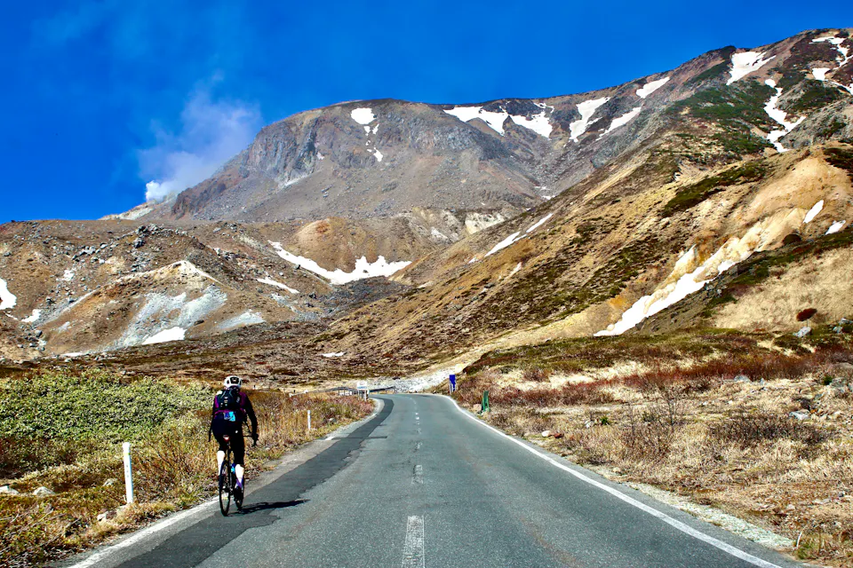 Cycling up the mountains in Japan