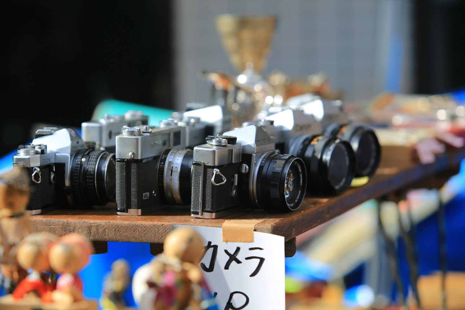 Old Camera display at store in  Boro-ichi Market