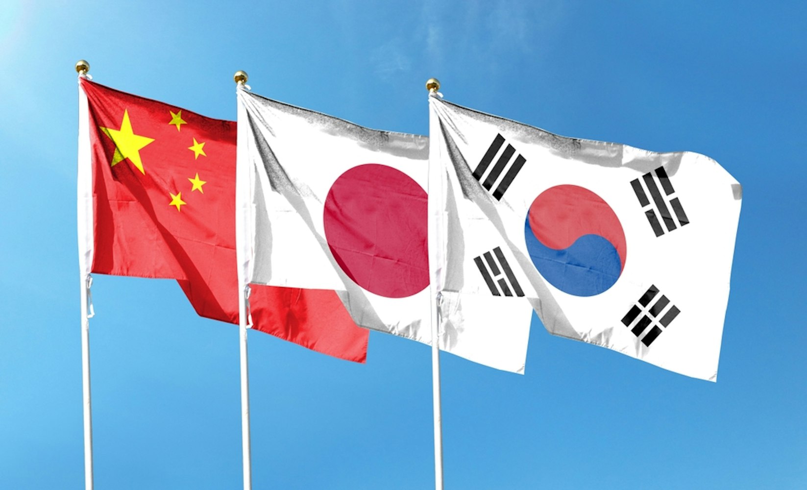 Flag of China, Japan and South Korea