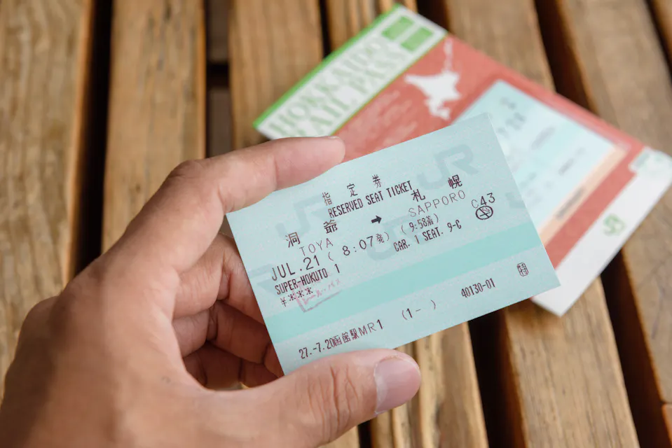 The JR Reserved seat ticket in hand The JR Reserved seat ticket in hand