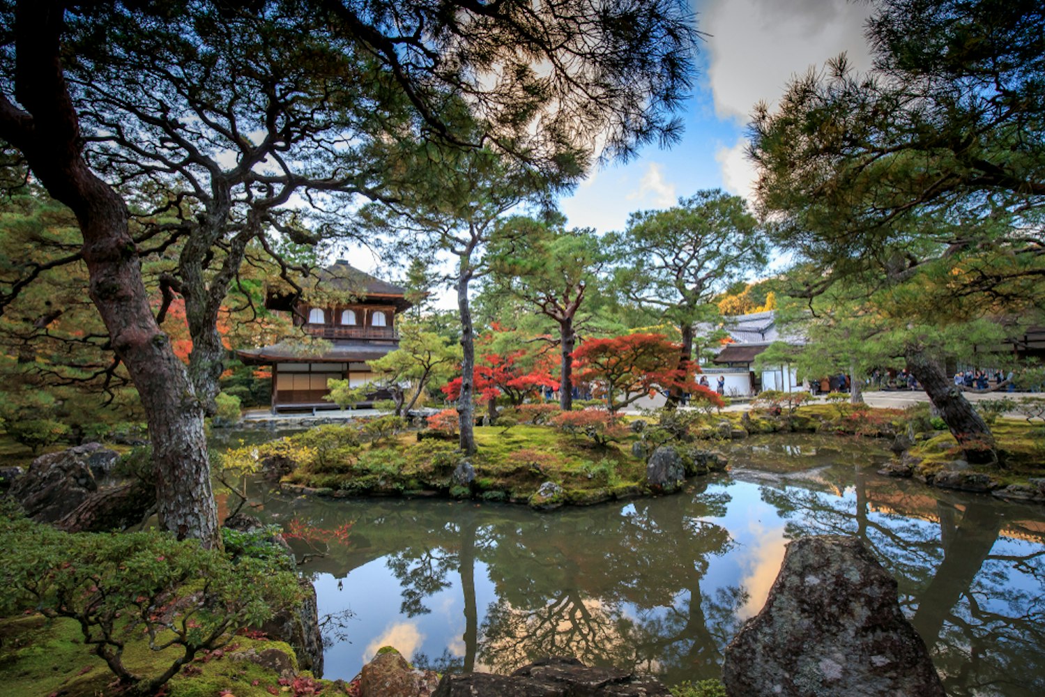Most beautiful place of Art Zen Garden and Fall Foliage in Autumn Ryoan-ji Temple