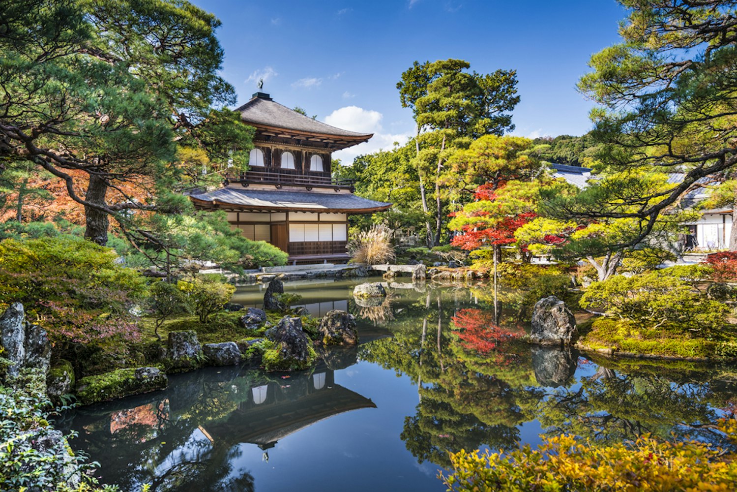 Ginkaku-ji Silver Pavilion during the autumn season in Kyoto, Japan