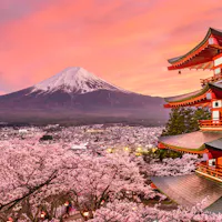 Fujiyoshida, Japan at Chureito Pagoda and Mt. Fuji Fujiyoshida, Japan at Chureito Pagoda and Mt. Fuji