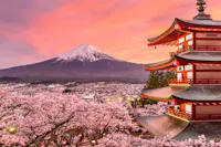 Fujiyoshida, Japan at Chureito Pagoda and Mt. Fuji