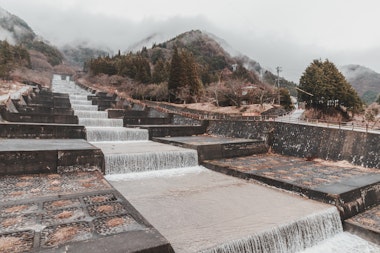 Waterfall from mountain in Hirayu-Onsen