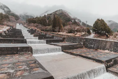 Waterfall from mountain in Hirayu-Onsen