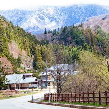 Shinhotaka onsen in spring Shinhotaka onsen in spring