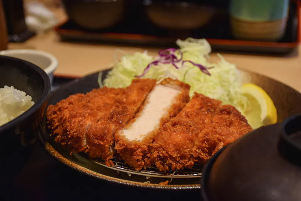 Tonkatsu and Vegetable on the Dish